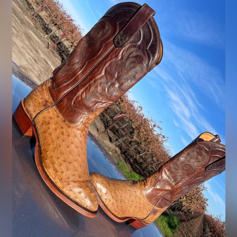 Tony Lama Men’s Exotic Collection Ostrich Cowboy Boot, Size 10D